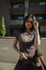 The Churro Bear Ruffle Trim Baby Tee in Mocha
