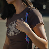 The Churro Bear Ruffle Trim Baby Tee in Mocha