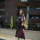 The Churro Bear Ruffle Trim Baby Tee in Mocha
