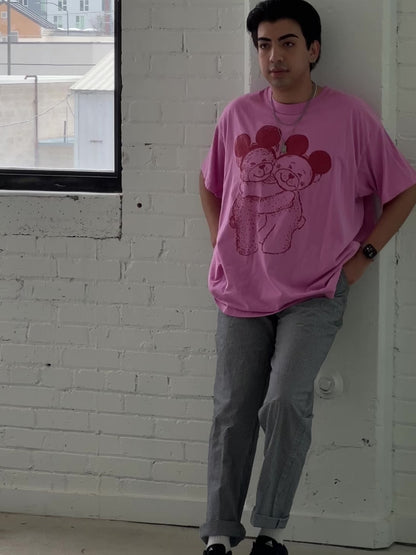 The Park Bears Oversized Tee in Pink