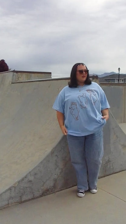 The Silly Ole Bear Oversized Tee in Sky Blue