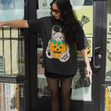 The Pumpkin Bear Oversized Tee in Vintage Black