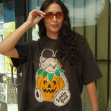 The Pumpkin Bear Oversized Tee in Vintage Black