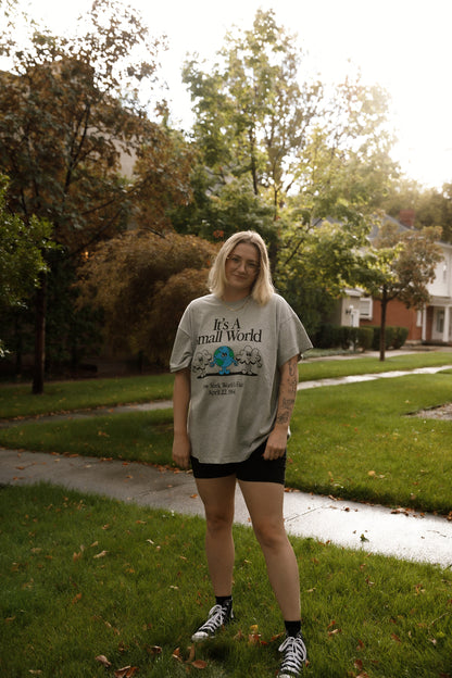 The Small World Oversized Tee in Heather Grey