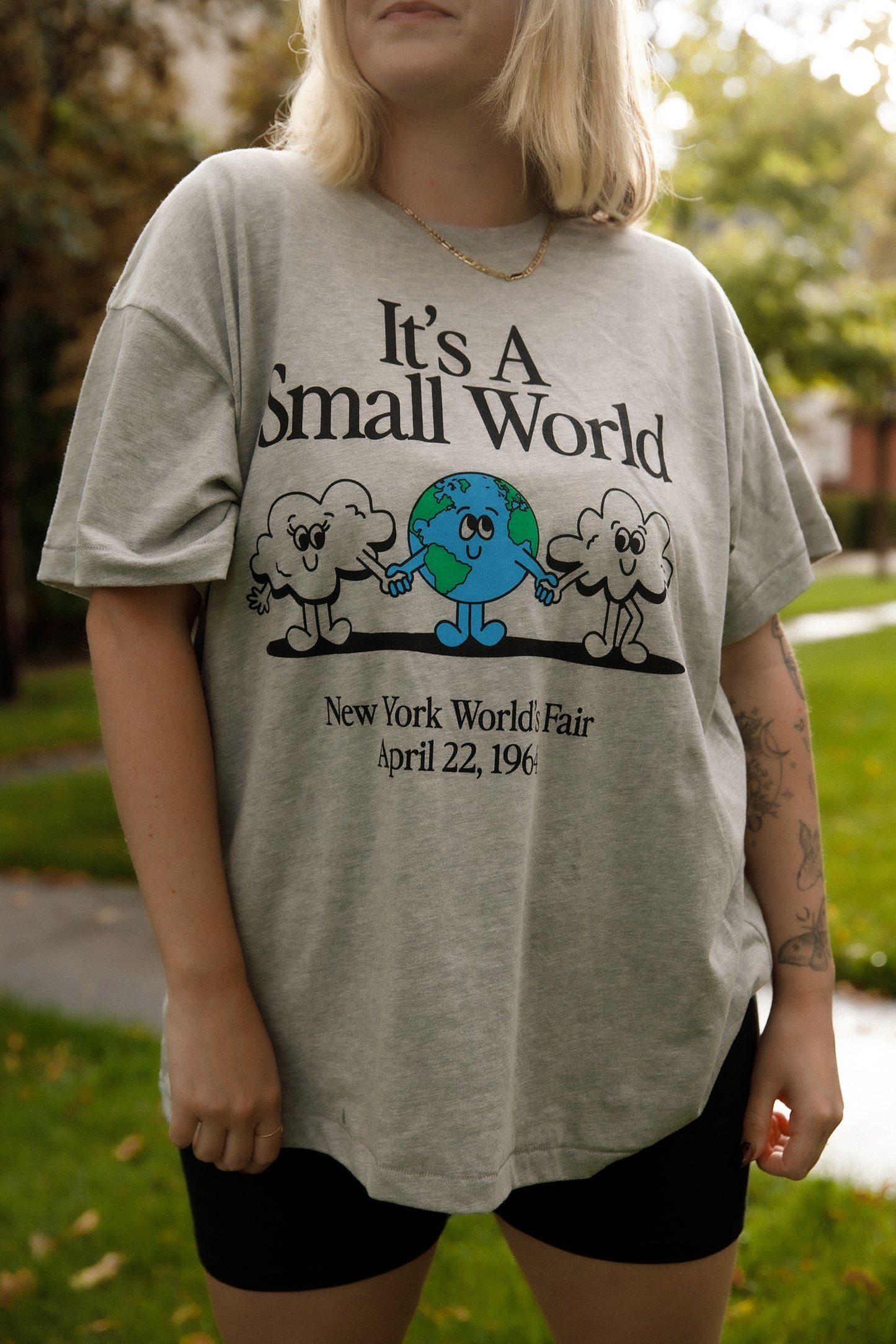 The Small World Oversized Tee in Heather Grey