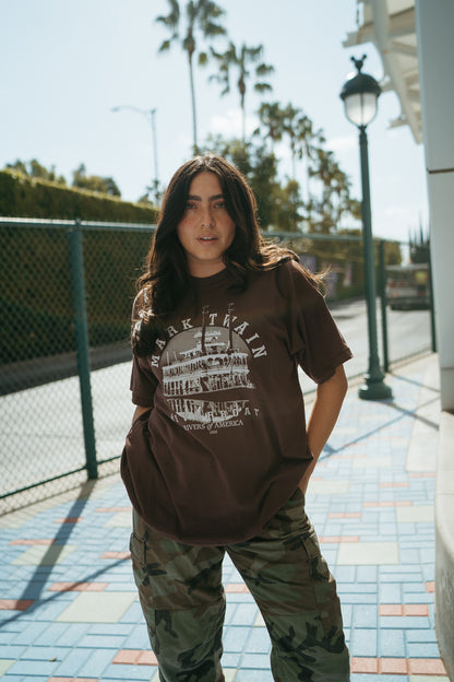 The Mark Twain Oversized Tee in Mocha