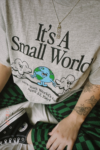 The Small World Oversized Tee in Heather Grey